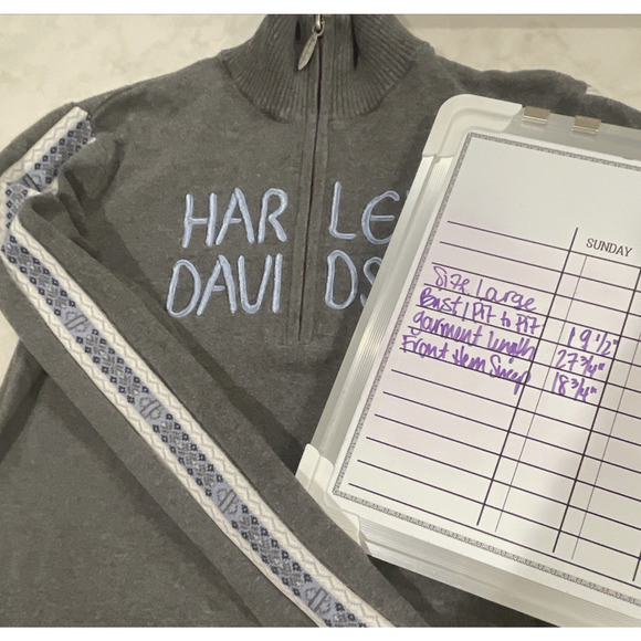 Harley Davidson Women's 1/4 Zip Gray Sweater Sz XL Cotton Motorcycles Logo Biker - Picture 9 of 12